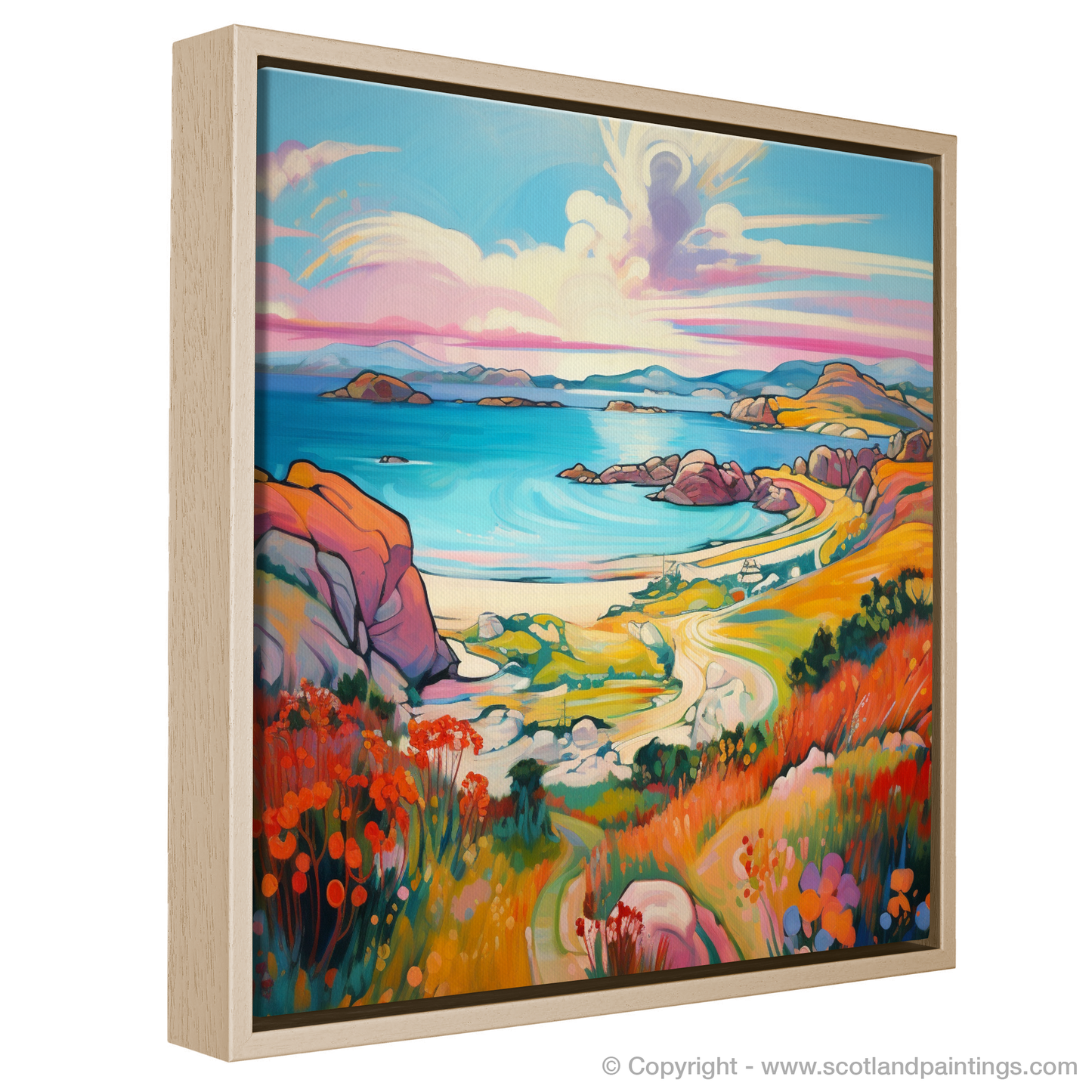 Painting and Art Print of Achmelvich Bay, Sutherland in summer entitled "Fauvist Summer Blaze at Achmelvich Bay".