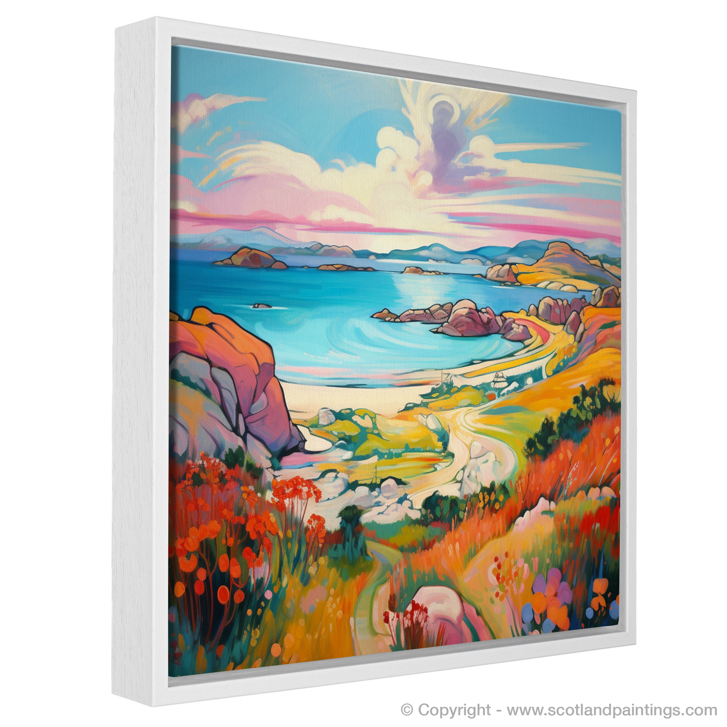 Painting and Art Print of Achmelvich Bay, Sutherland in summer entitled "Fauvist Summer Blaze at Achmelvich Bay".