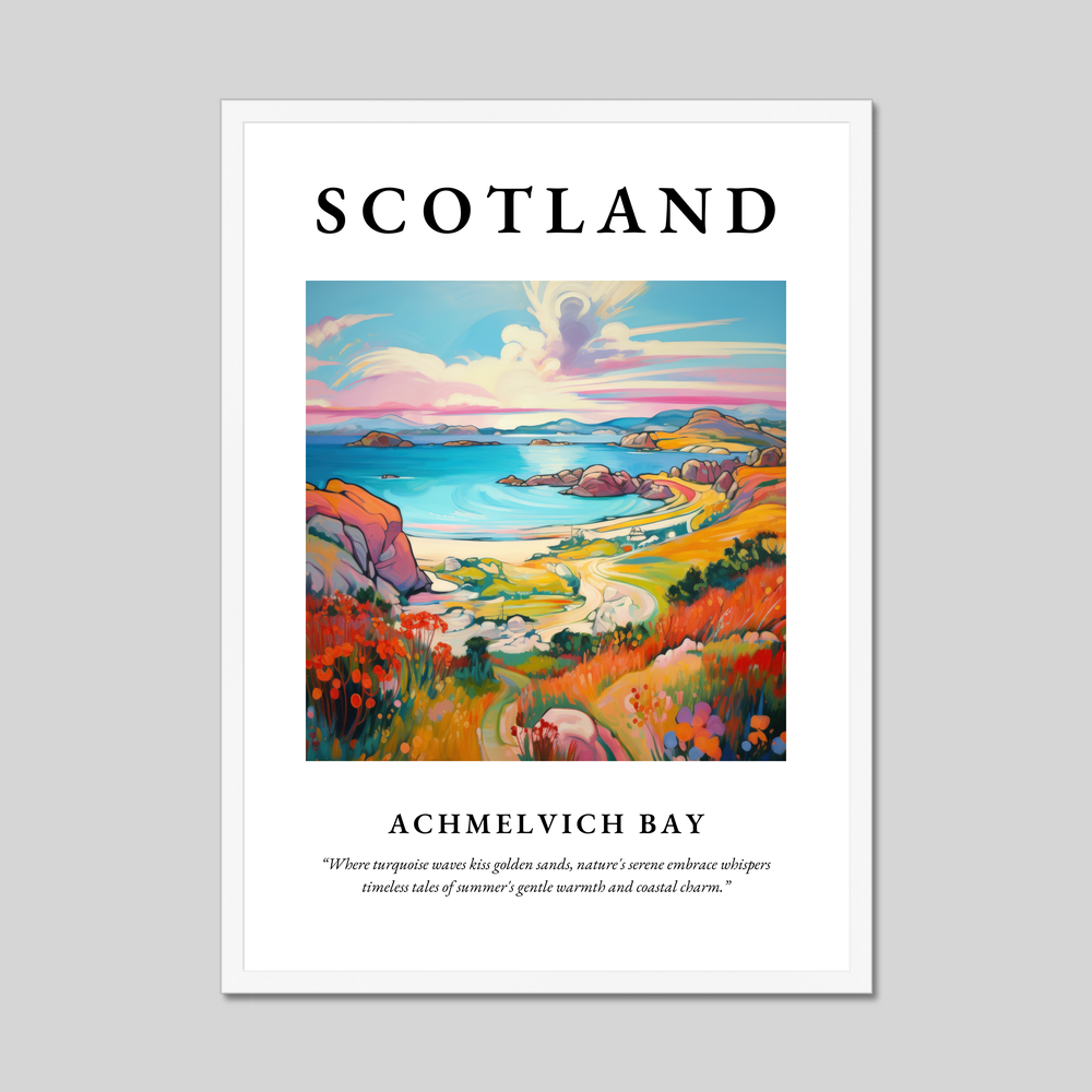 Poster in a white frame with the word Scotland