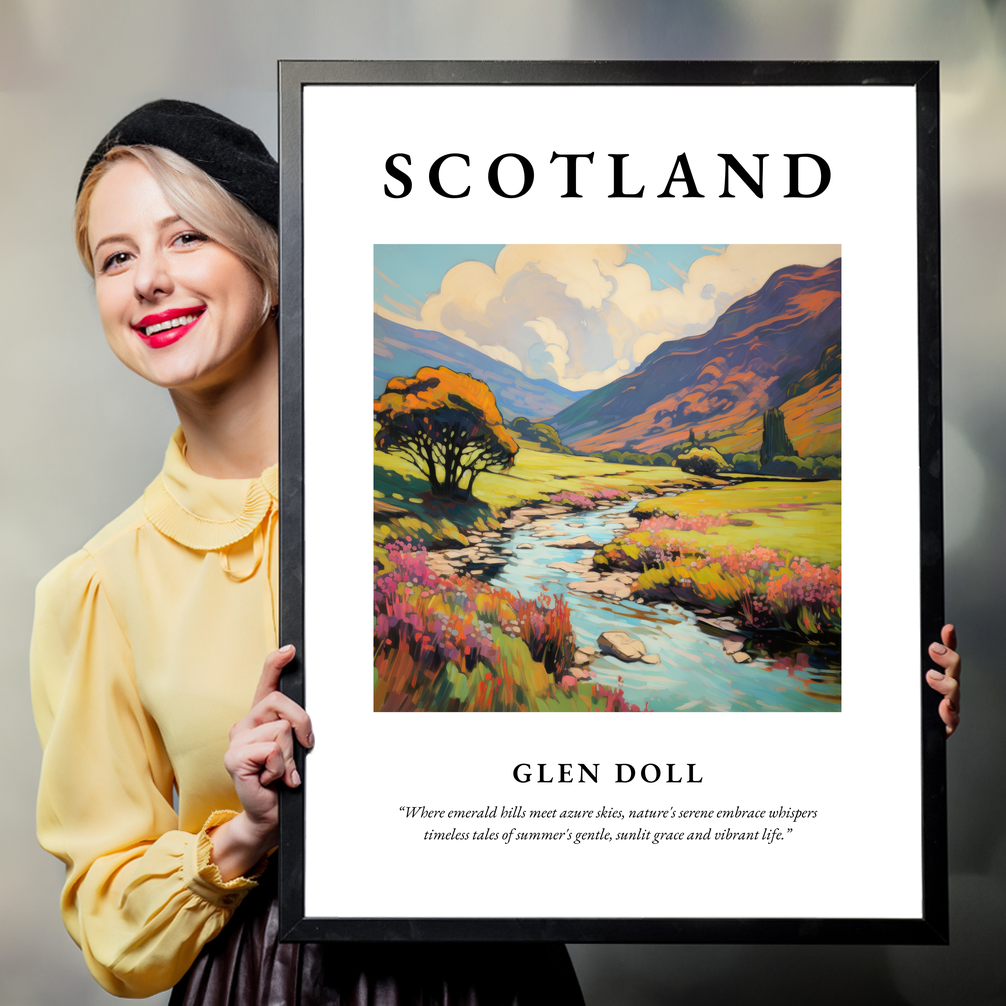 Person holding a poster of Glen Doll