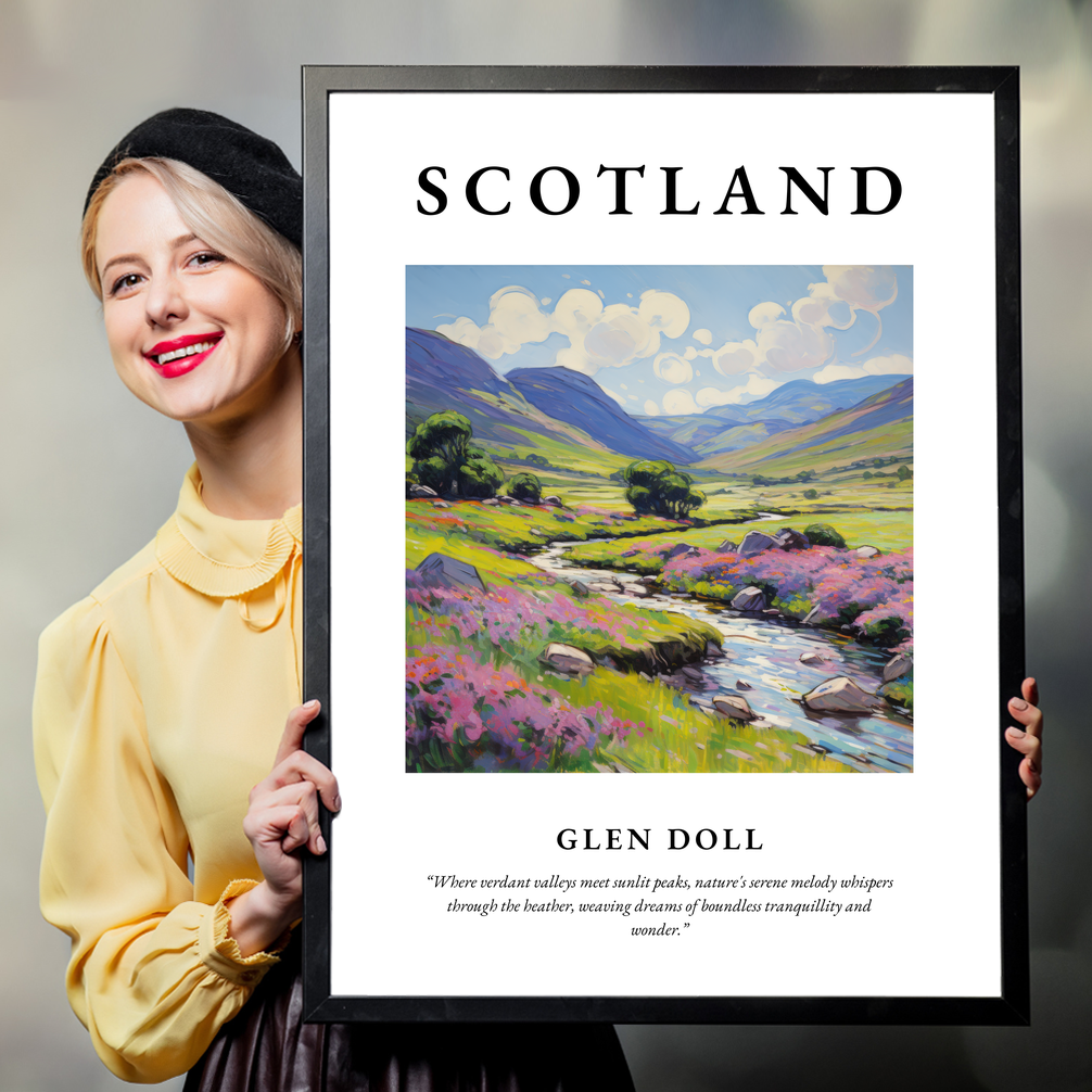 Person holding a poster of Glen Doll