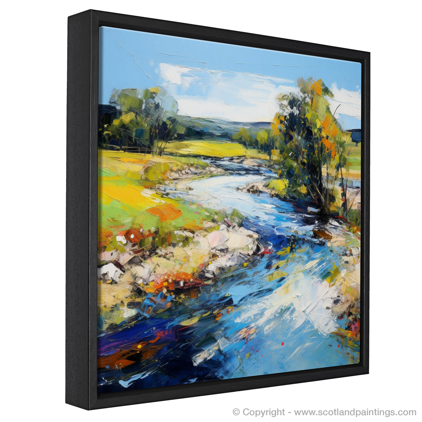 Painting and Art Print of River Deveron, Aberdeenshire in summer entitled "Summer Rhapsody on the River Deveron".