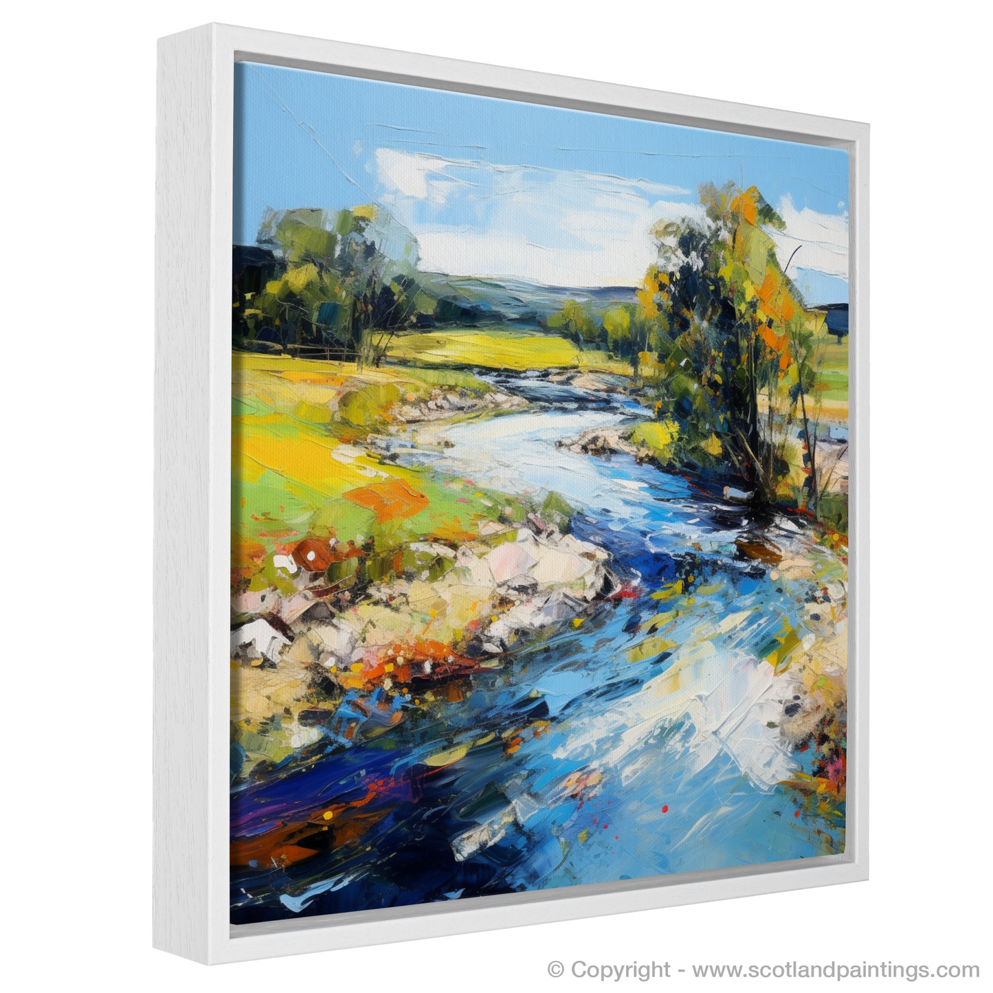 Painting and Art Print of River Deveron, Aberdeenshire in summer entitled "Summer Rhapsody on the River Deveron".