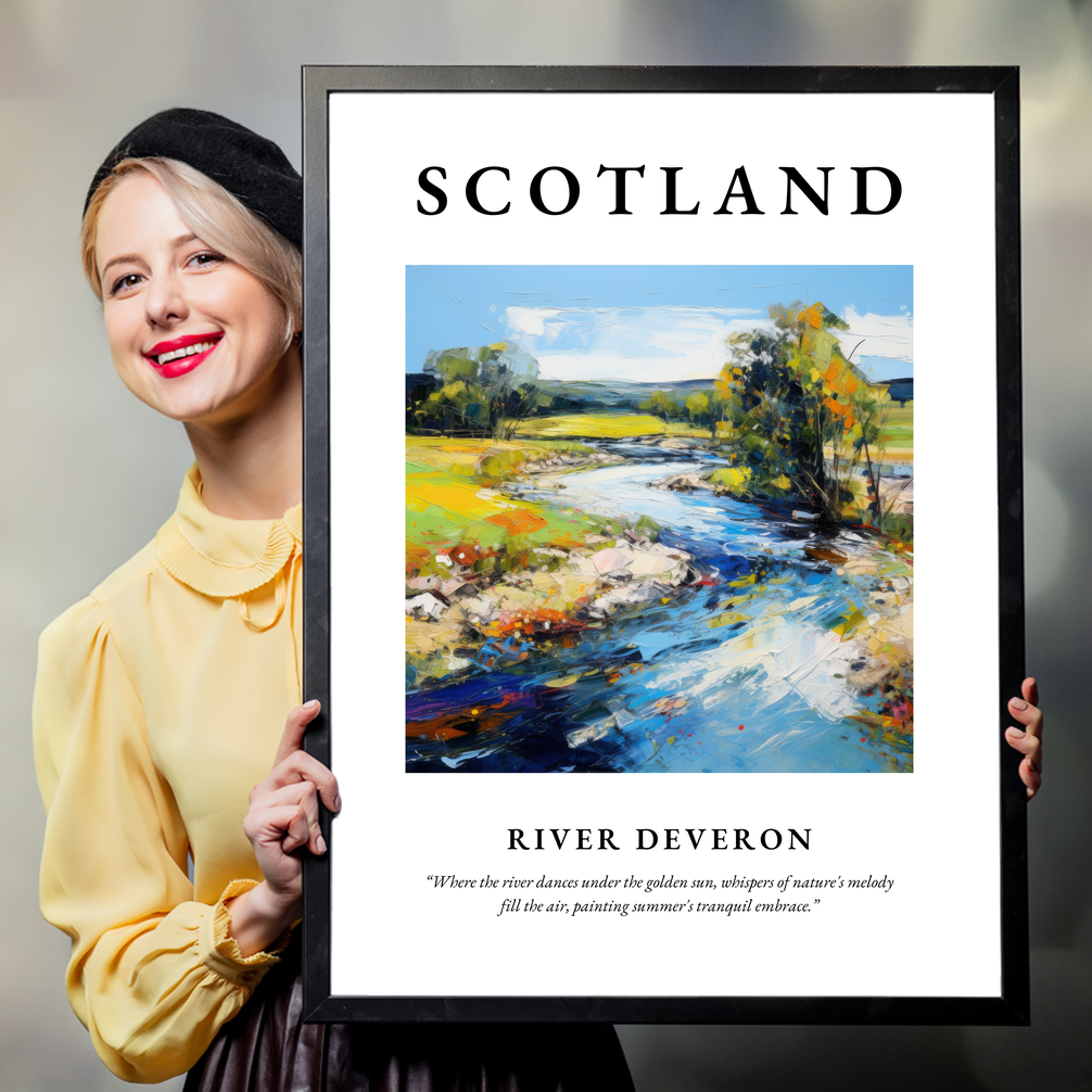 Person holding a poster of River Deveron