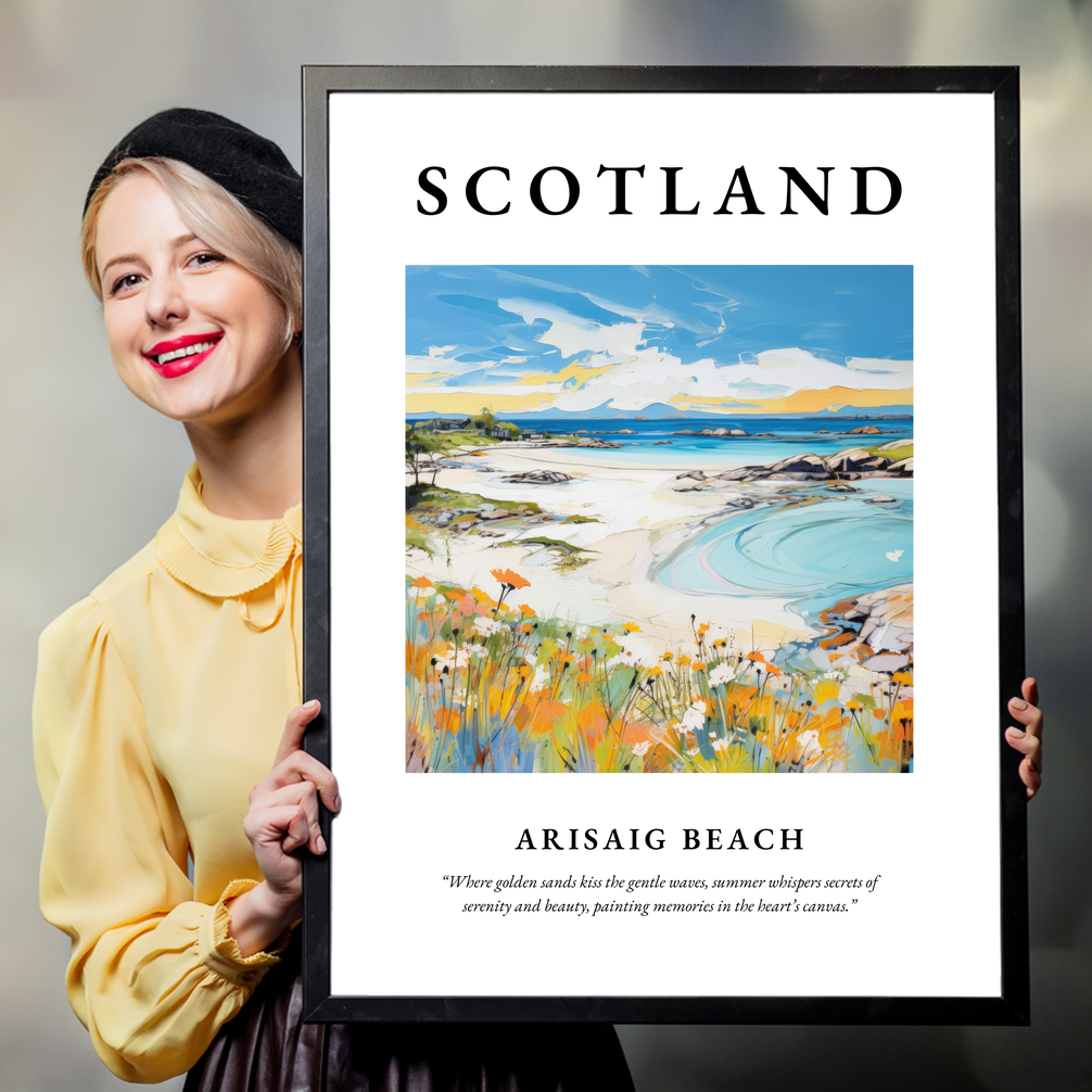 Person holding a poster of Arisaig Beach