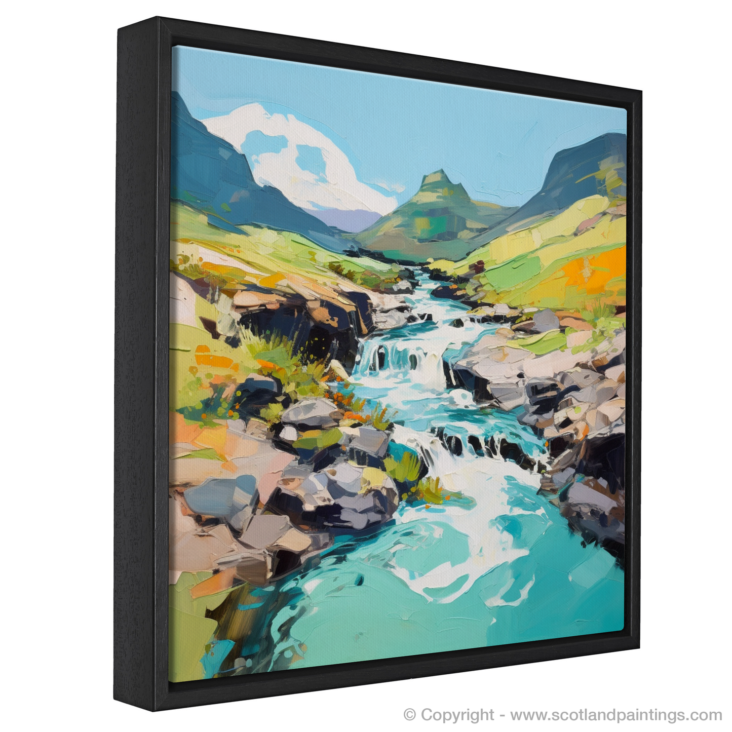 Painting and Art Print of The Fairy Pools, Isle of Skye in summer entitled "Summer Splendour at the Fairy Pools".