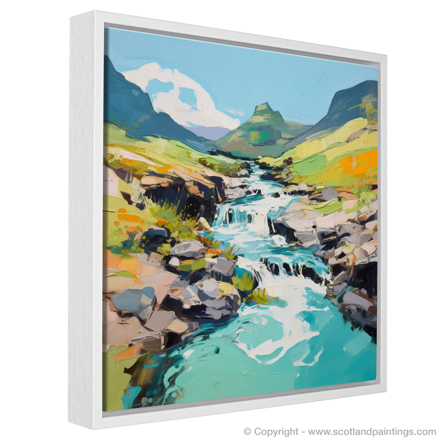 Painting and Art Print of The Fairy Pools, Isle of Skye in summer entitled "Summer Splendour at the Fairy Pools".