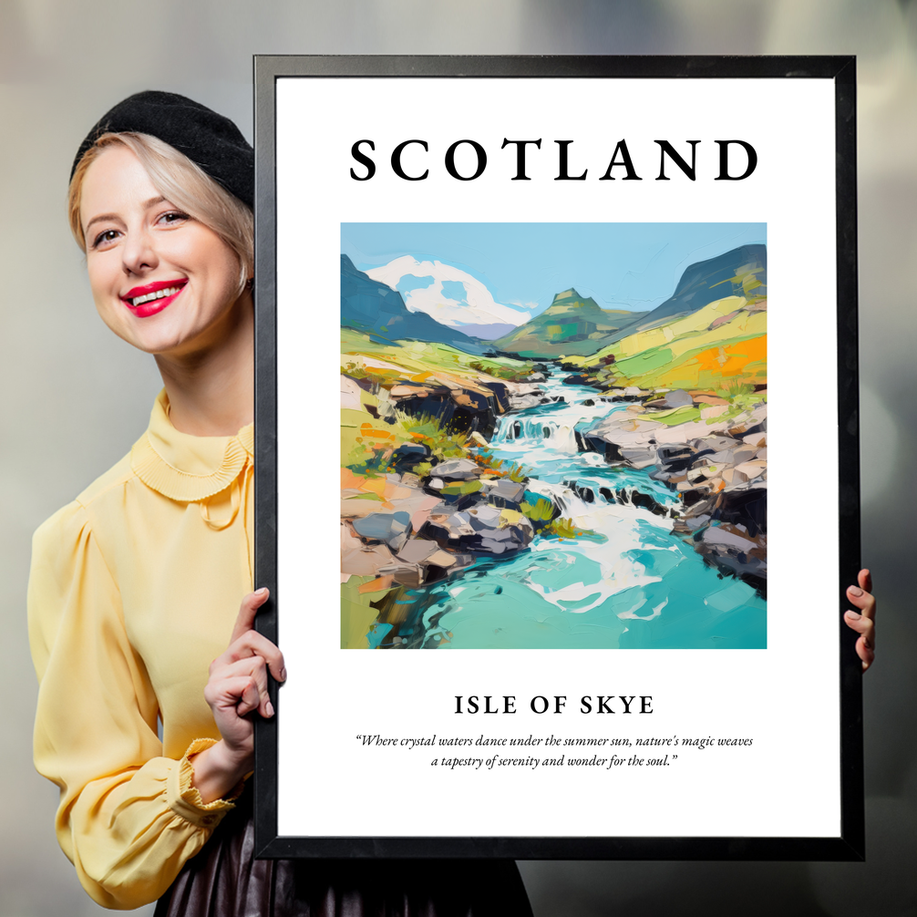 Person holding a poster of Isle of Skye