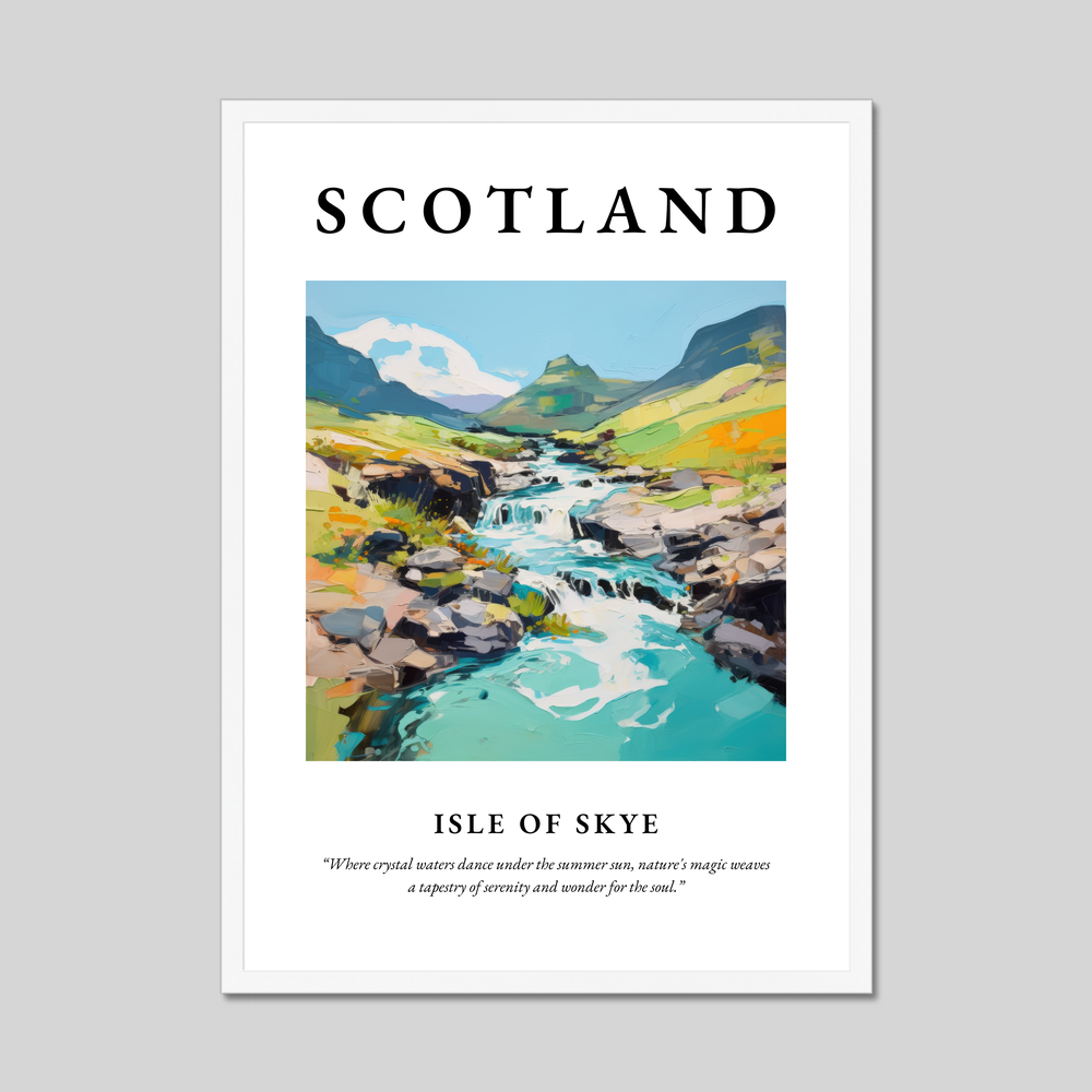 Poster in a white frame with the word Scotland