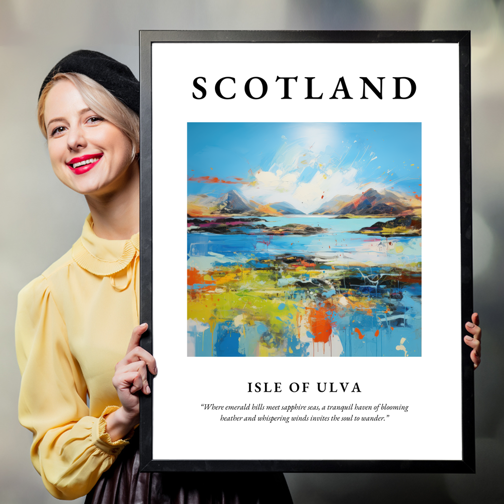 Person holding a poster of Isle of Ulva