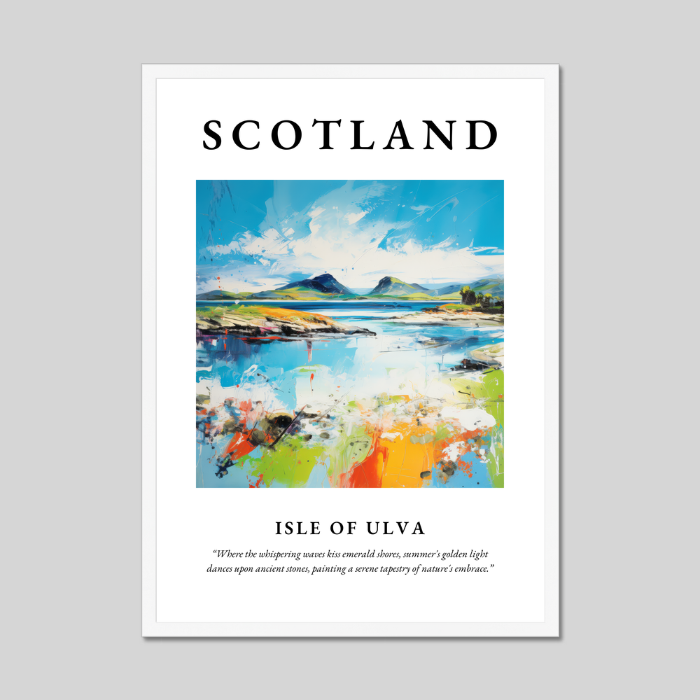 Poster in a white frame with the word Scotland