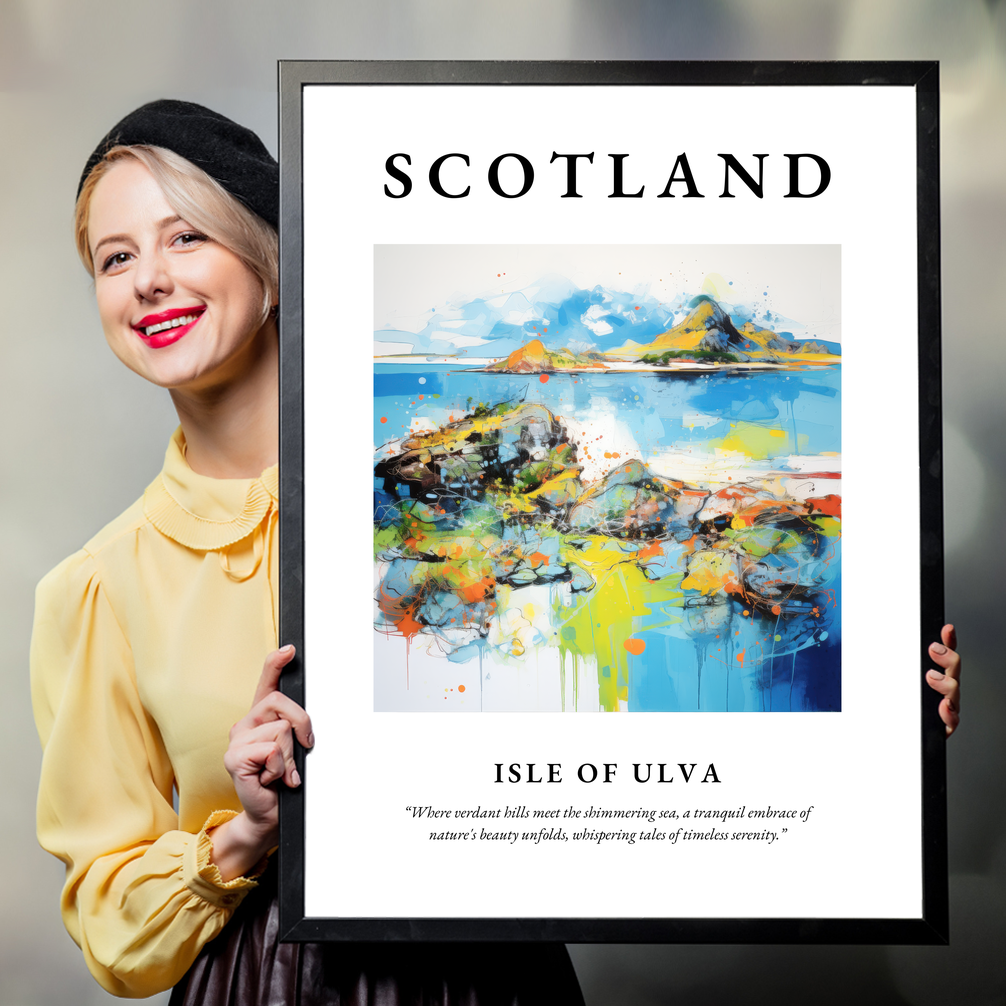 Person holding a poster of Isle of Ulva