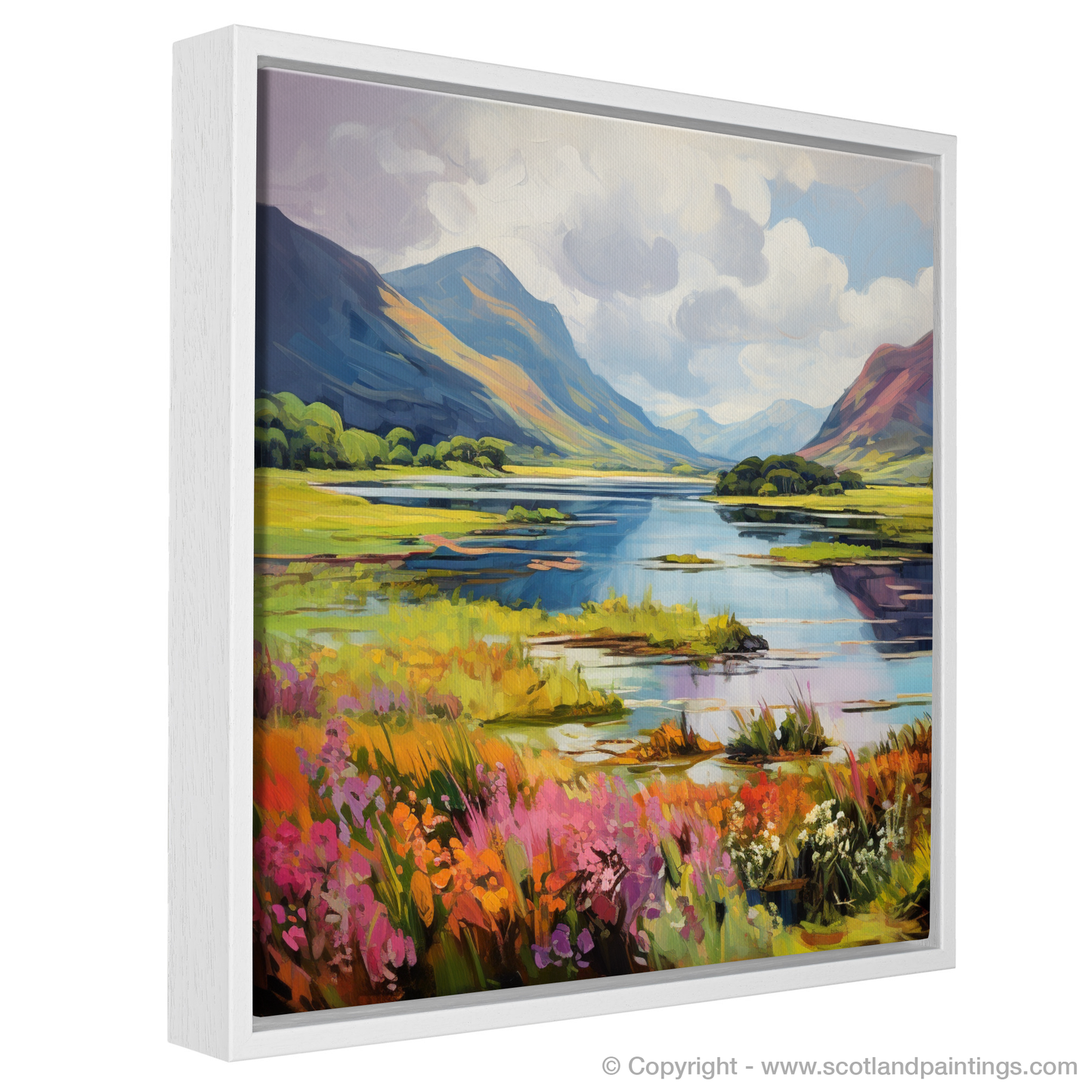 Painting and Art Print of Loch Leven, Highlands in summer entitled "Highland Summer Serenade: A Fauvist Ode to Loch Leven".