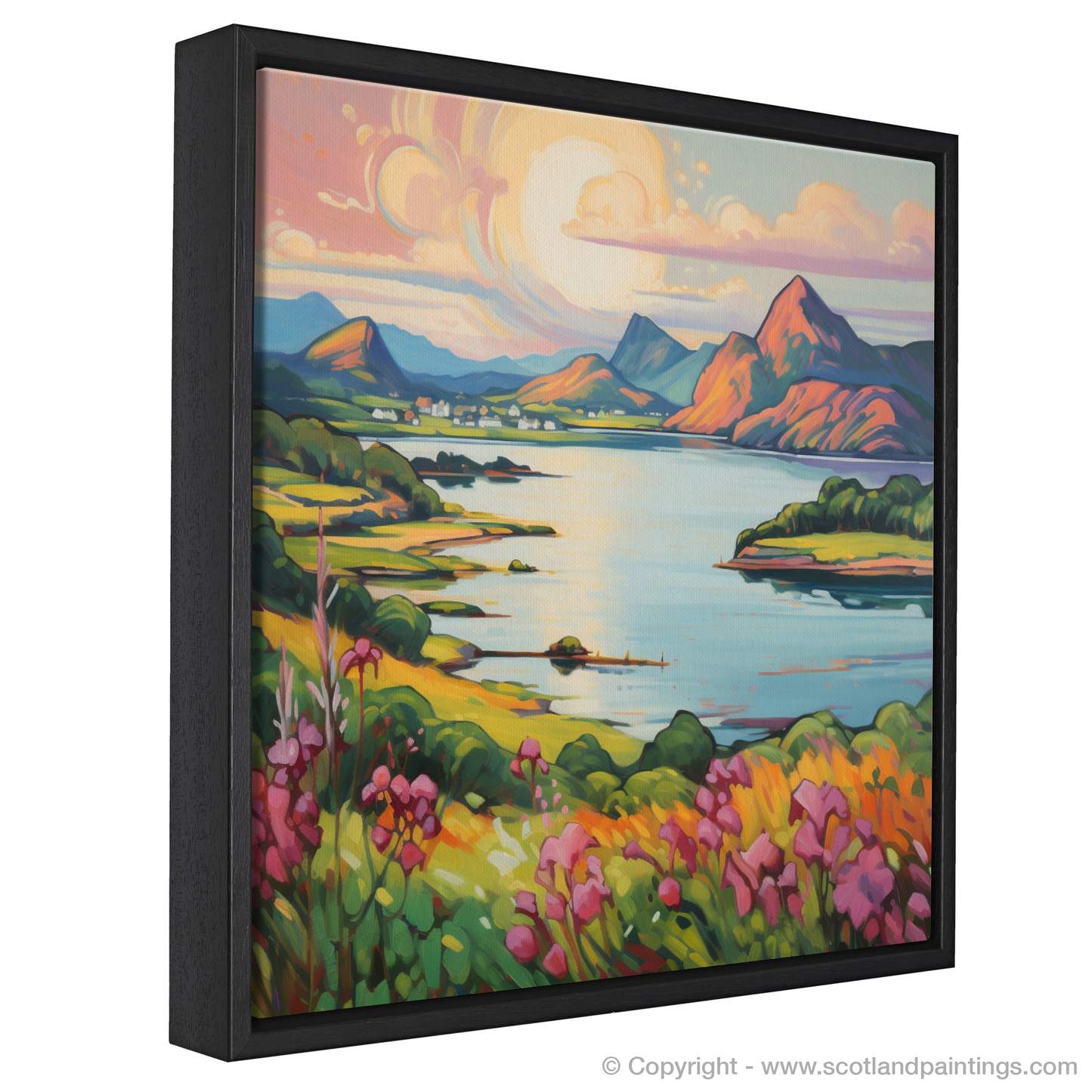 Painting and Art Print of Loch Leven, Highlands in summer entitled "Highland Summer Dream: A Fauvist Ode to Loch Leven".