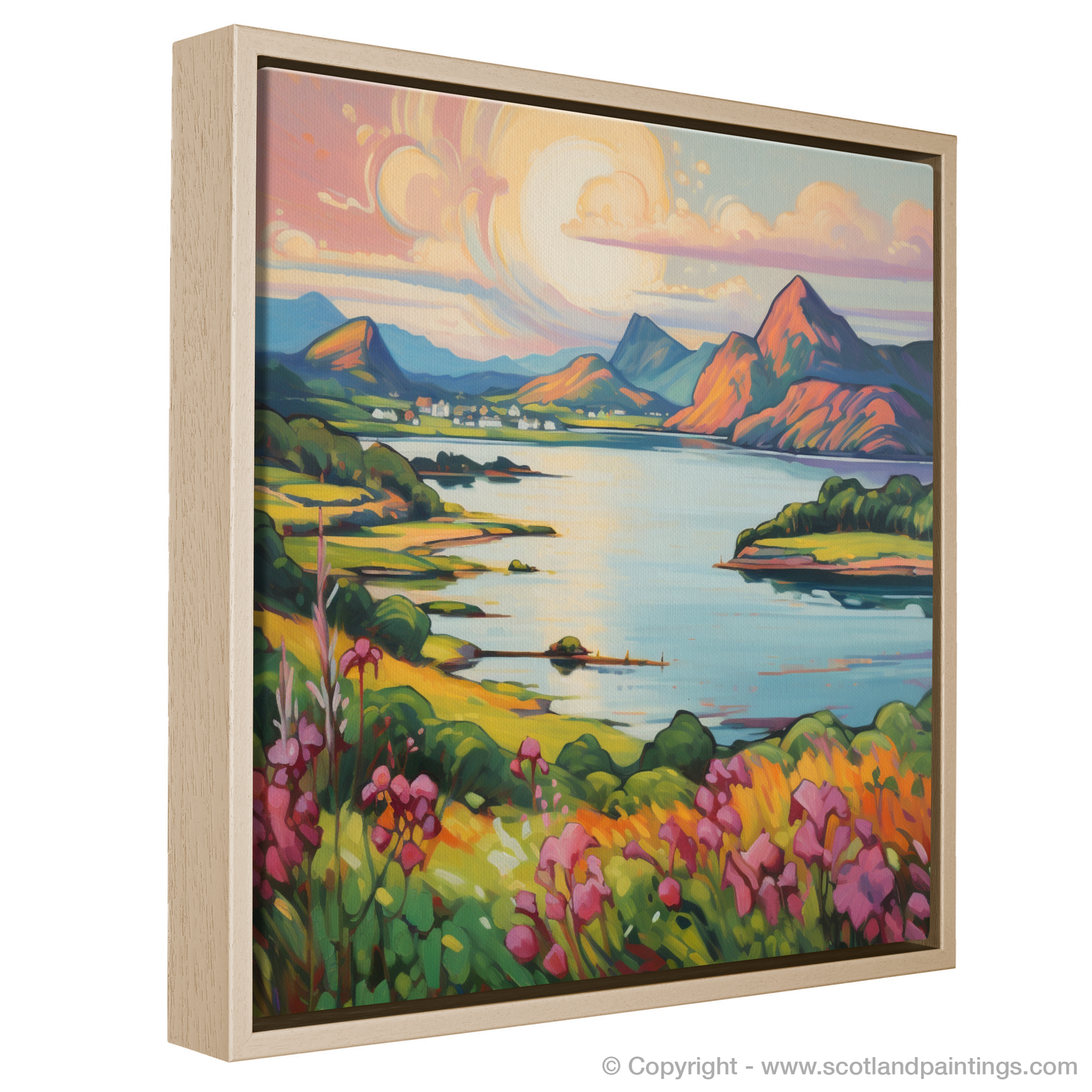 Painting and Art Print of Loch Leven, Highlands in summer entitled "Highland Summer Dream: A Fauvist Ode to Loch Leven".