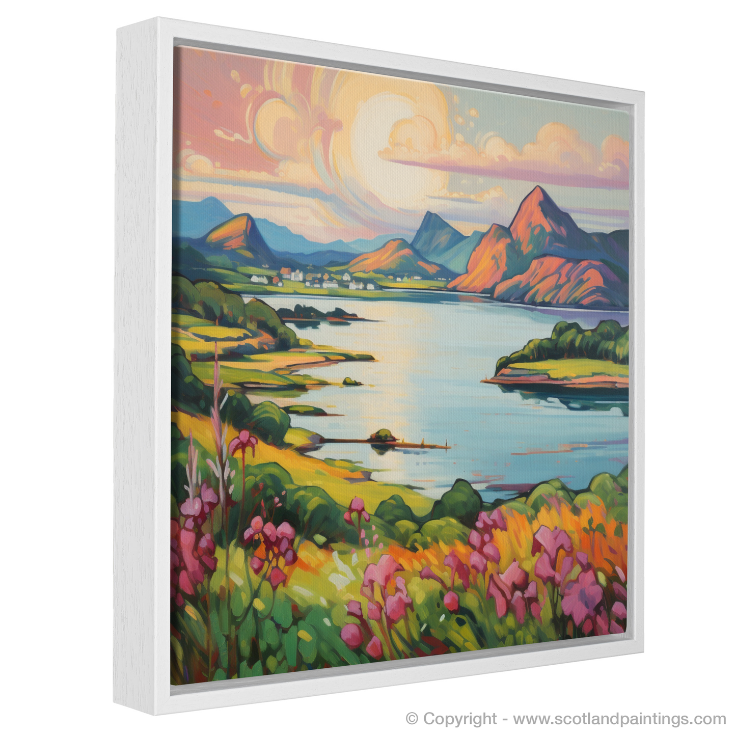 Painting and Art Print of Loch Leven, Highlands in summer entitled "Highland Summer Dream: A Fauvist Ode to Loch Leven".