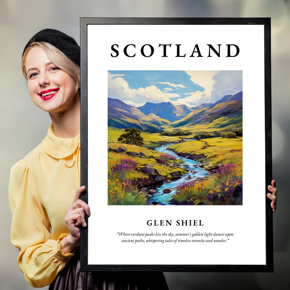 Person holding a poster of Glen Shiel