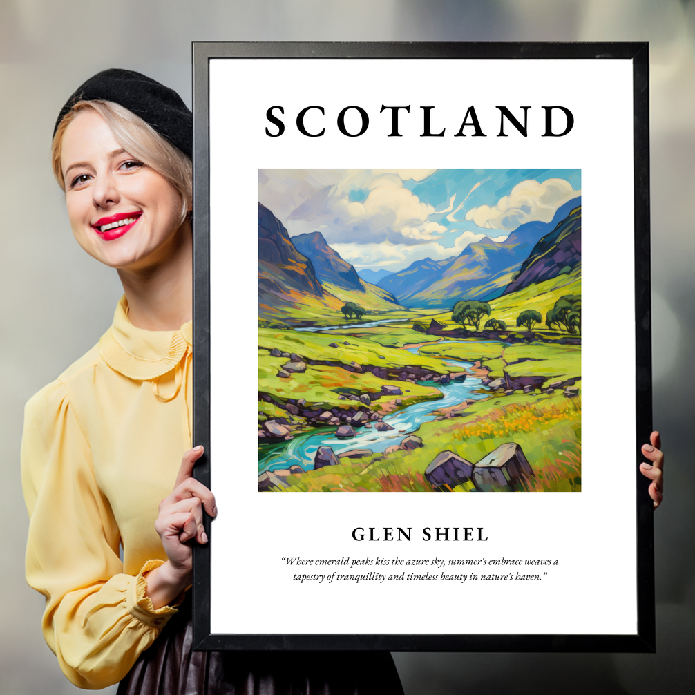 Person holding a poster of Glen Shiel