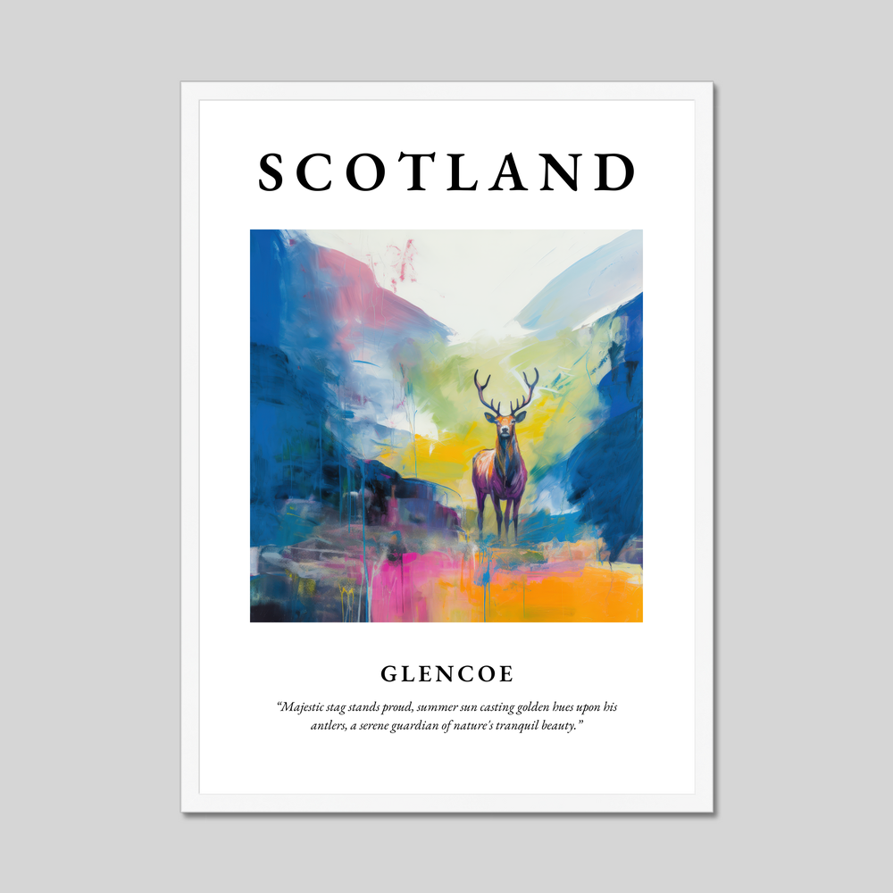 Poster in a white frame with the word Scotland