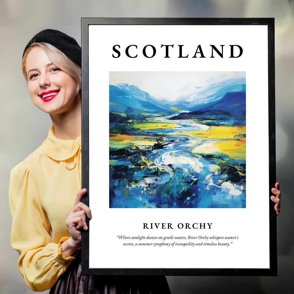 Person holding a poster of River Orchy