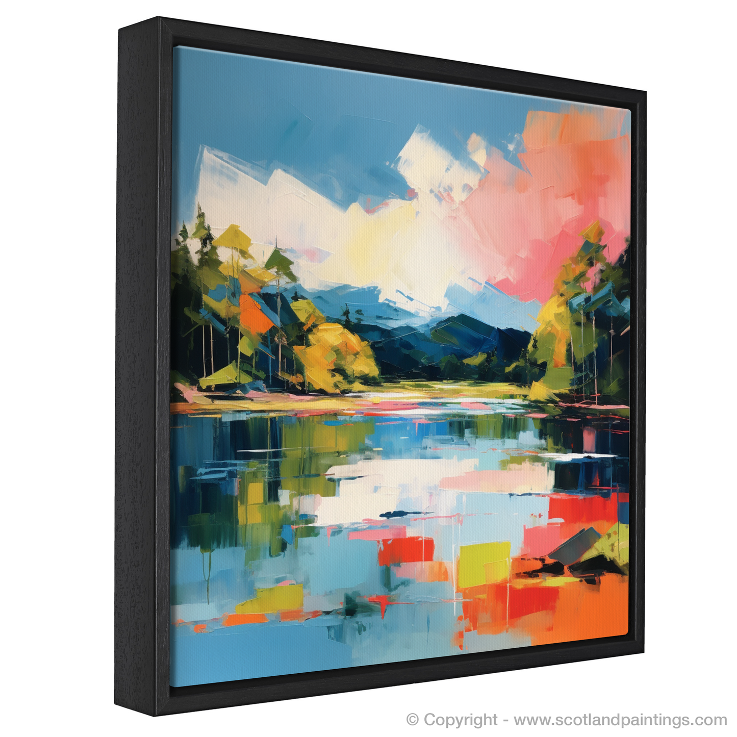 Painting and Art Print of Loch Achray in summer entitled "Abstract Essence of Loch Achray Summer".