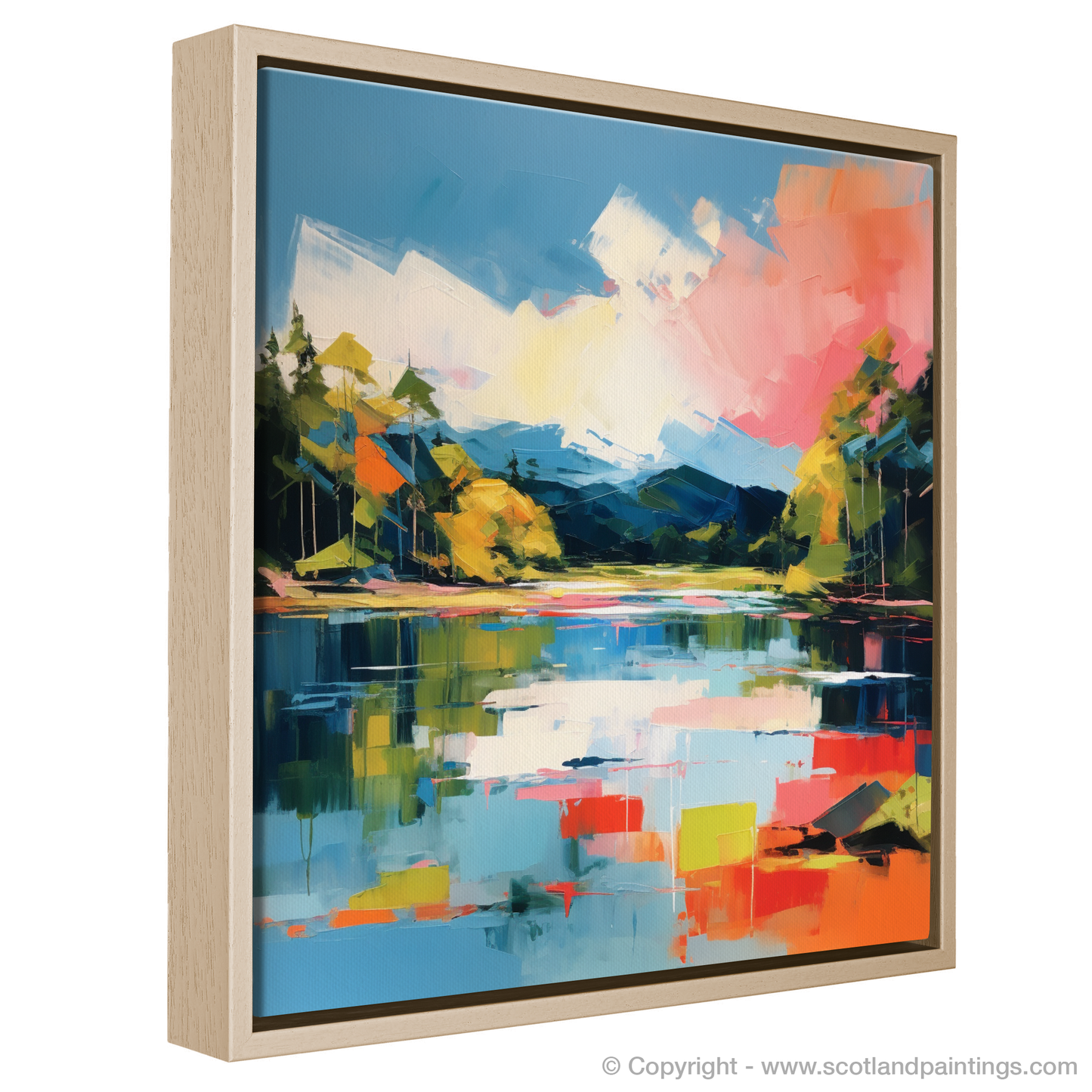 Painting and Art Print of Loch Achray in summer entitled "Abstract Essence of Loch Achray Summer".