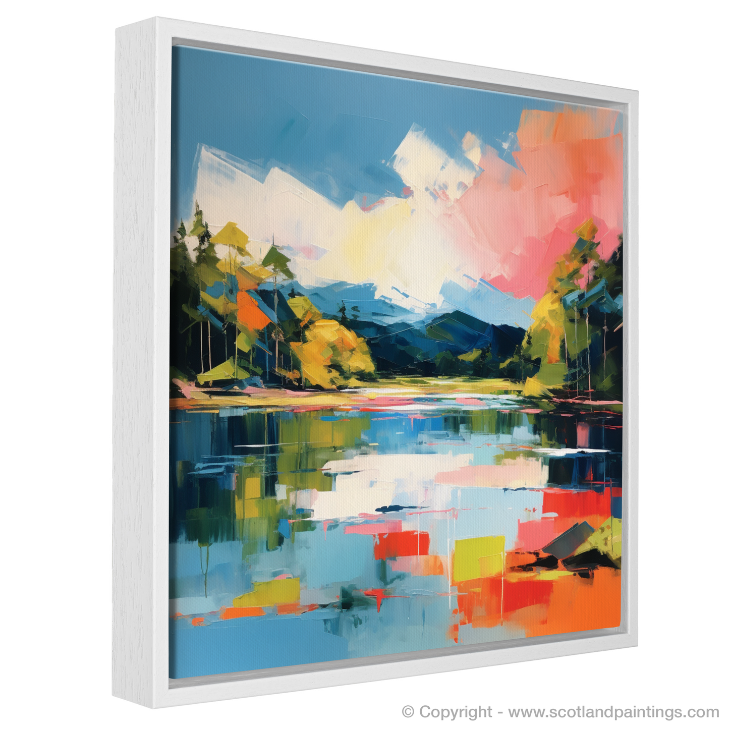 Painting and Art Print of Loch Achray in summer entitled "Abstract Essence of Loch Achray Summer".