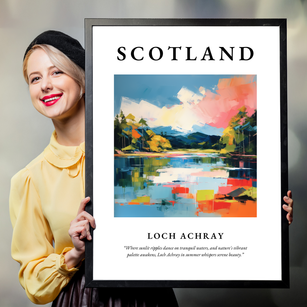 Person holding a poster of Loch Achray