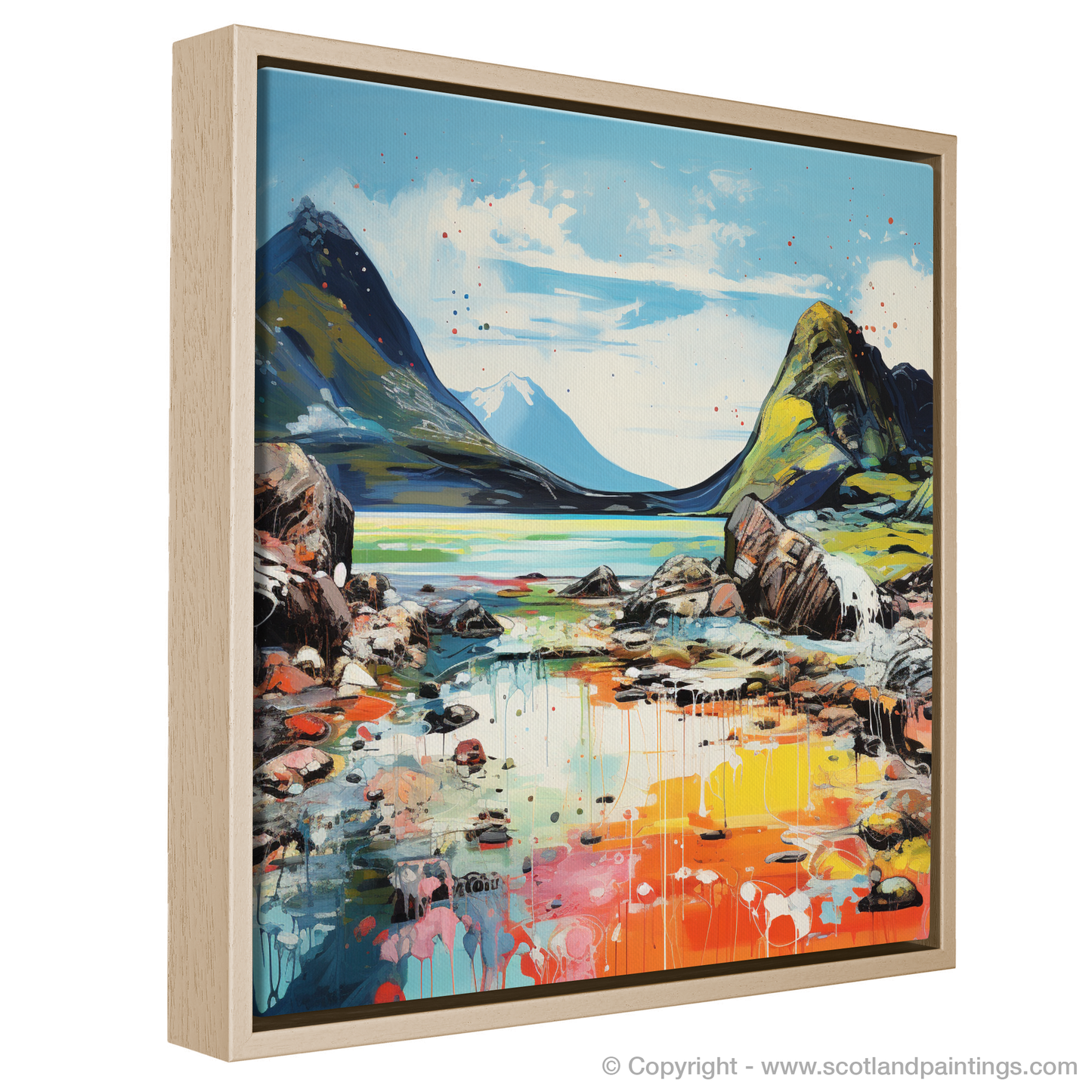 Painting and Art Print of Isle of Rum, Inner Hebrides in summer entitled "Vibrant Summer Escape: Isle of Rum Abstract".