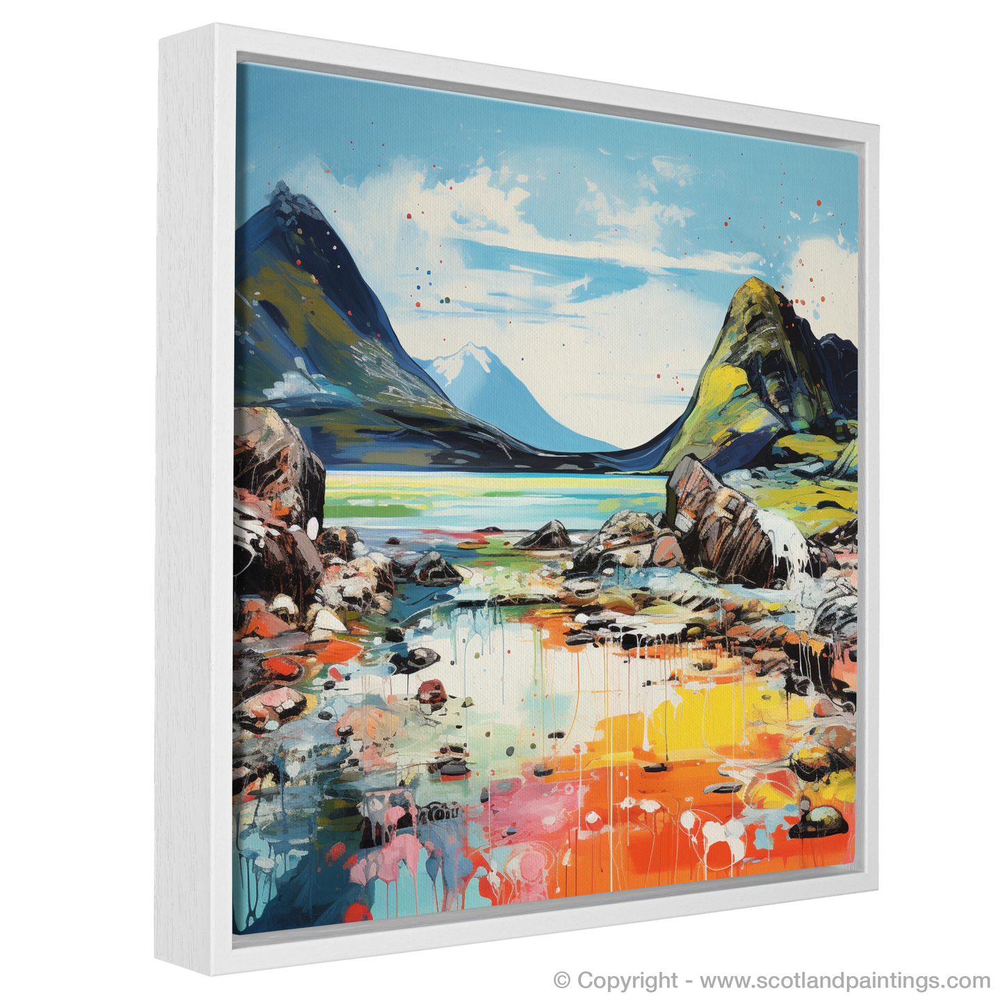 Painting and Art Print of Isle of Rum, Inner Hebrides in summer entitled "Vibrant Summer Escape: Isle of Rum Abstract".