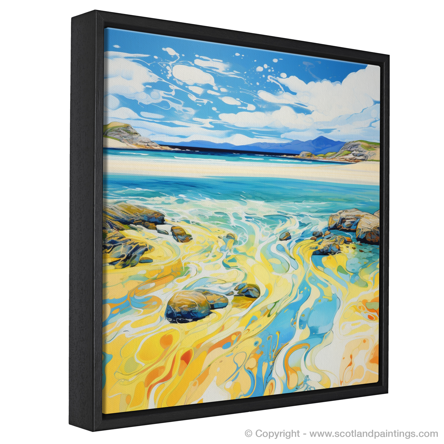 Painting and Art Print of Luskentyre Sands, Isle of Lewis in summer entitled "Summer Radiance at Luskentyre Sands".