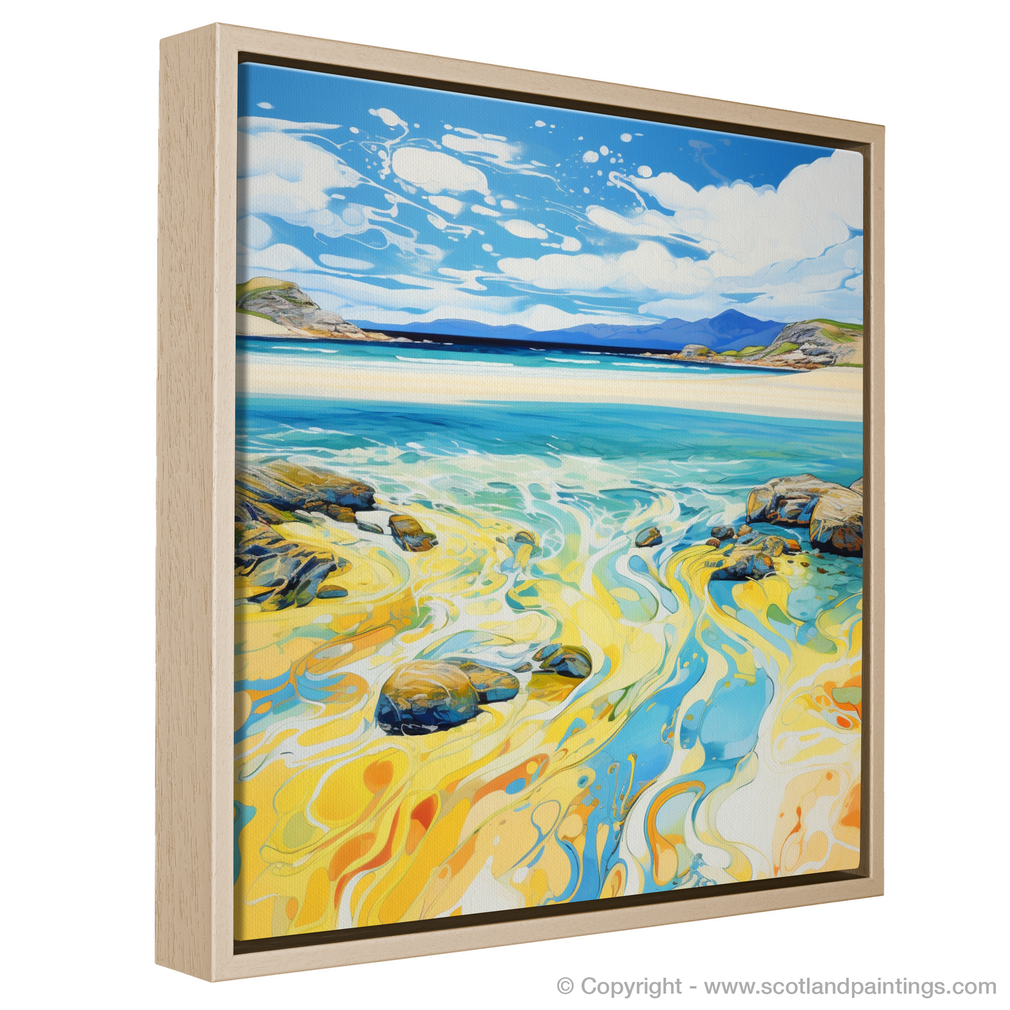 Painting and Art Print of Luskentyre Sands, Isle of Lewis in summer entitled "Summer Radiance at Luskentyre Sands".