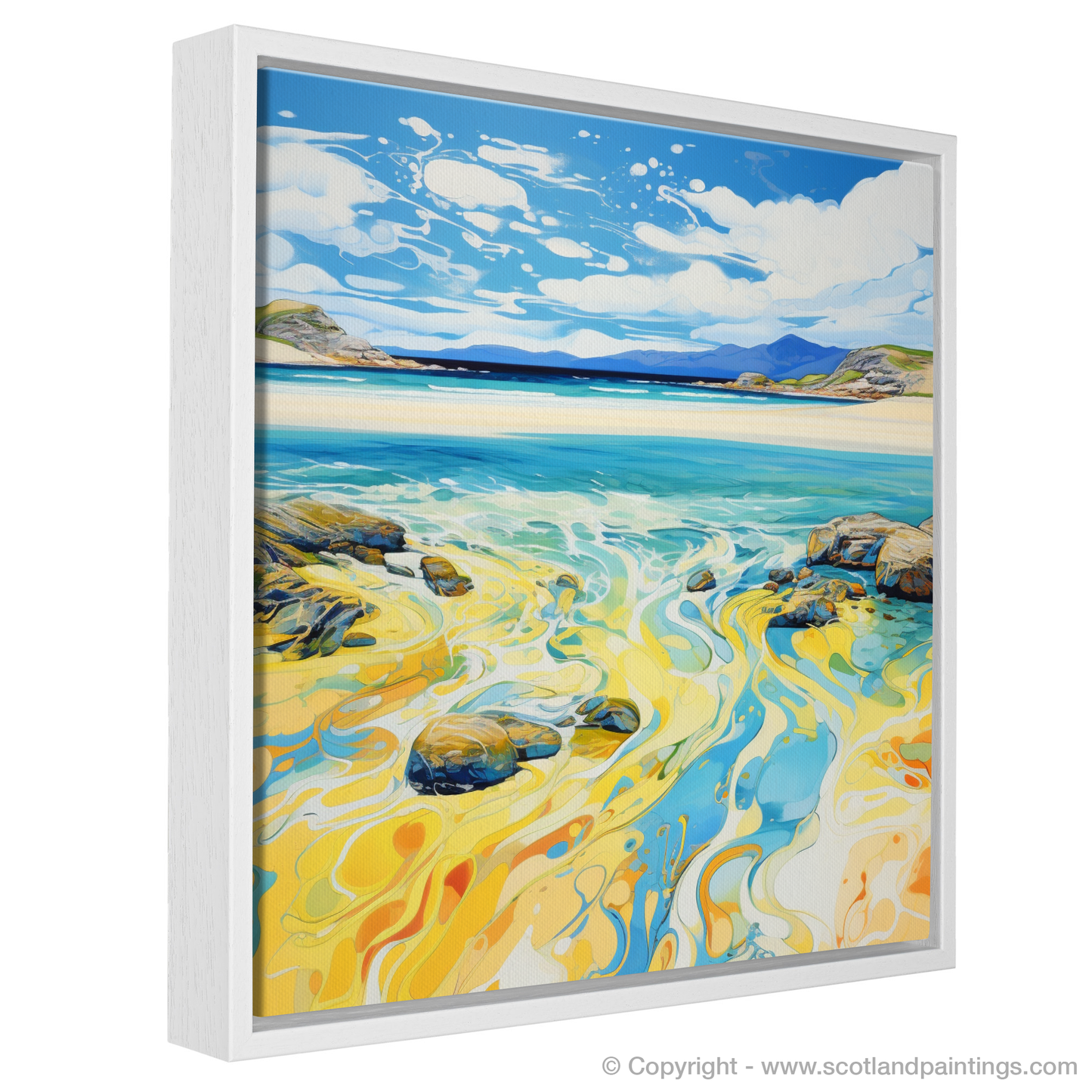 Painting and Art Print of Luskentyre Sands, Isle of Lewis in summer entitled "Summer Radiance at Luskentyre Sands".