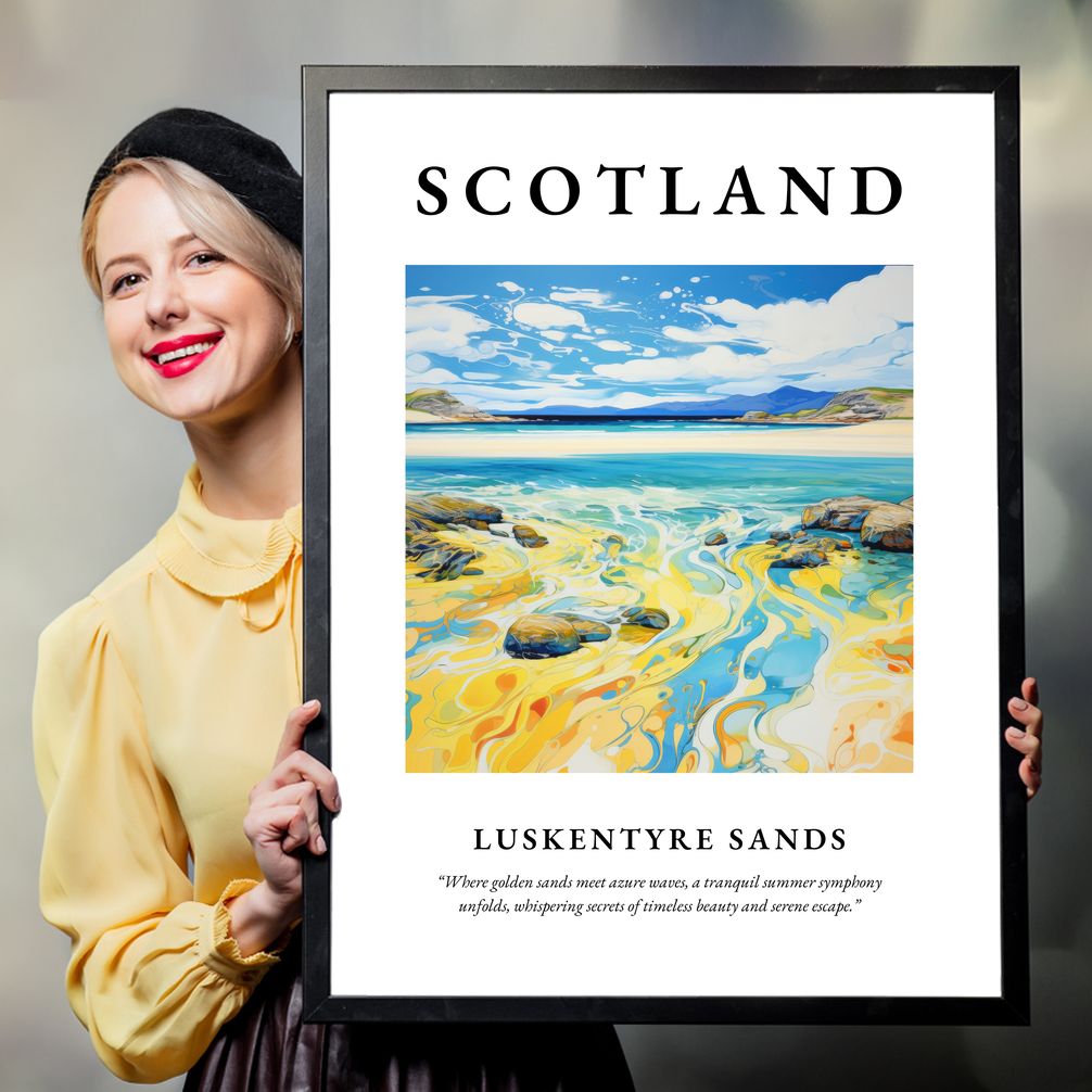 Person holding a poster of Luskentyre Sands