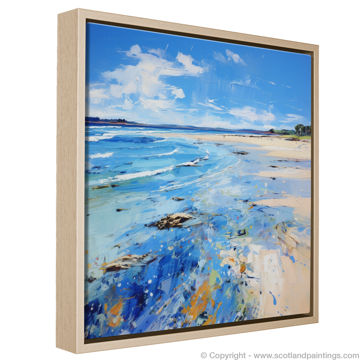 Painting and Art Print of Longniddry Beach, East Lothian in summer entitled "Summer Serenity at Longniddry Beach".