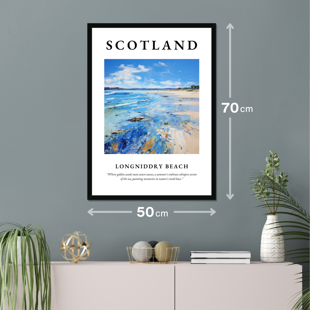 Poster of Longniddry Beach hanging on a wall