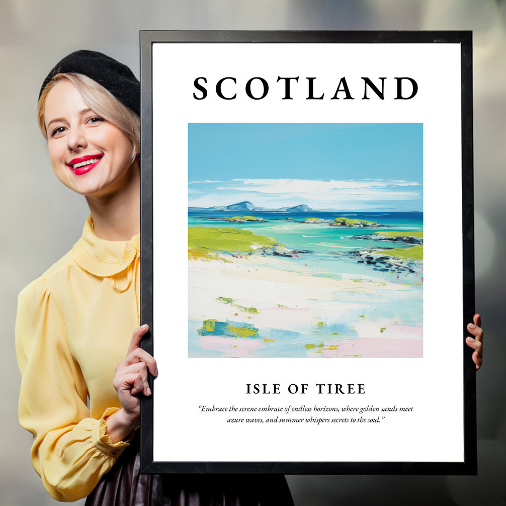 Person holding a poster of Isle of Tiree