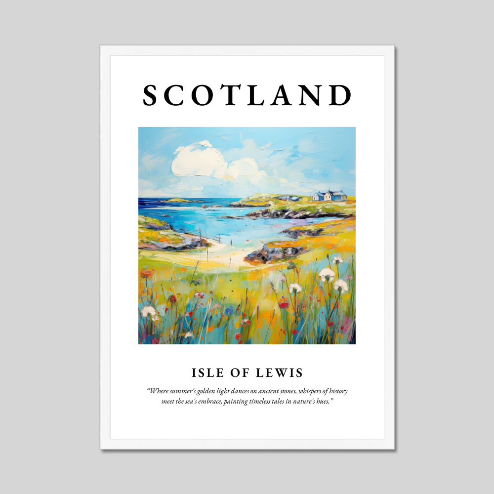 Poster in a white frame with the word Scotland