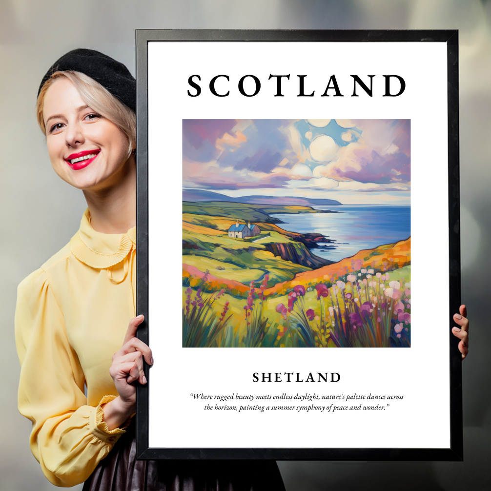 Person holding a poster of Shetland