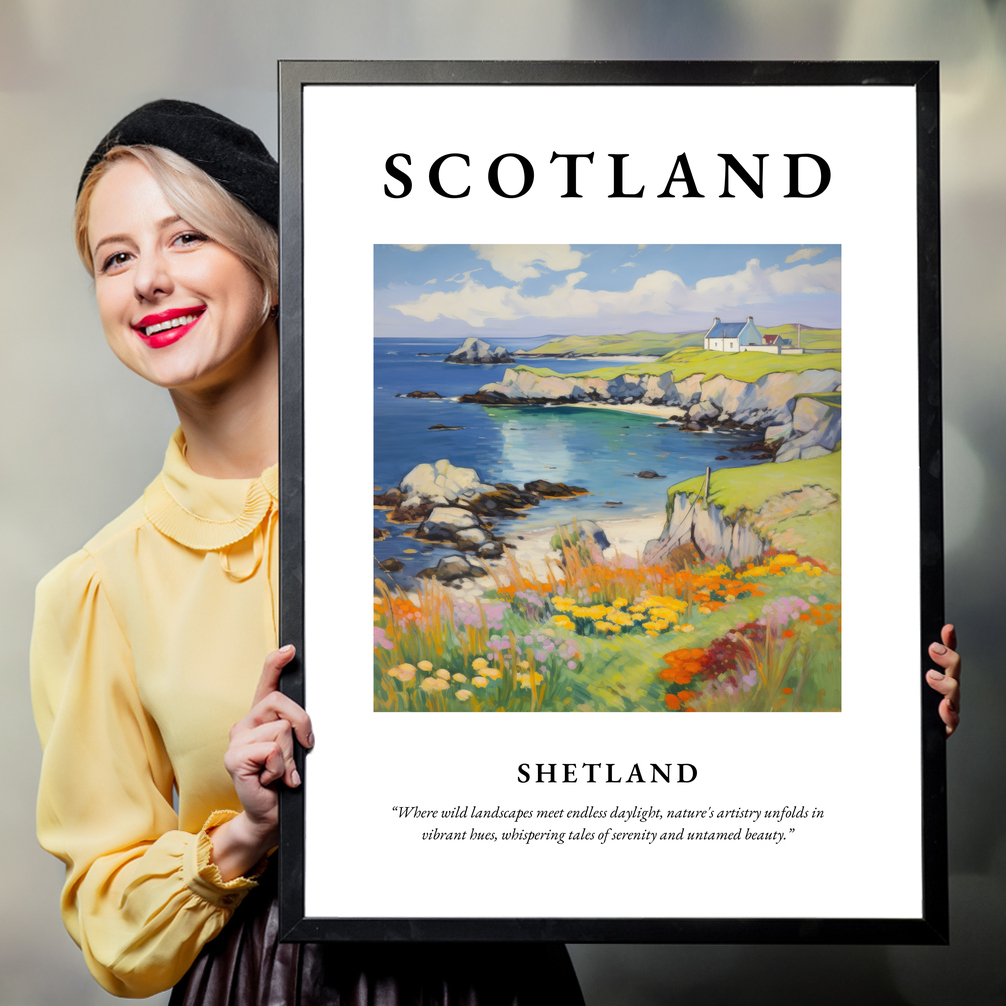 Person holding a poster of Shetland