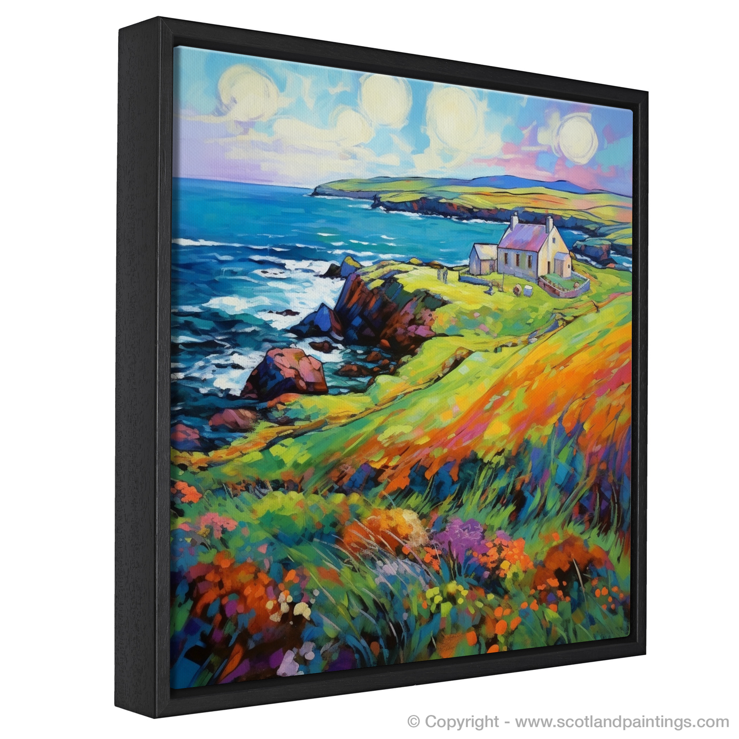 Painting and Art Print of Shetland, North of mainland Scotland in summer entitled "Vibrant Shetland: A Fauvist Ode to Summer".