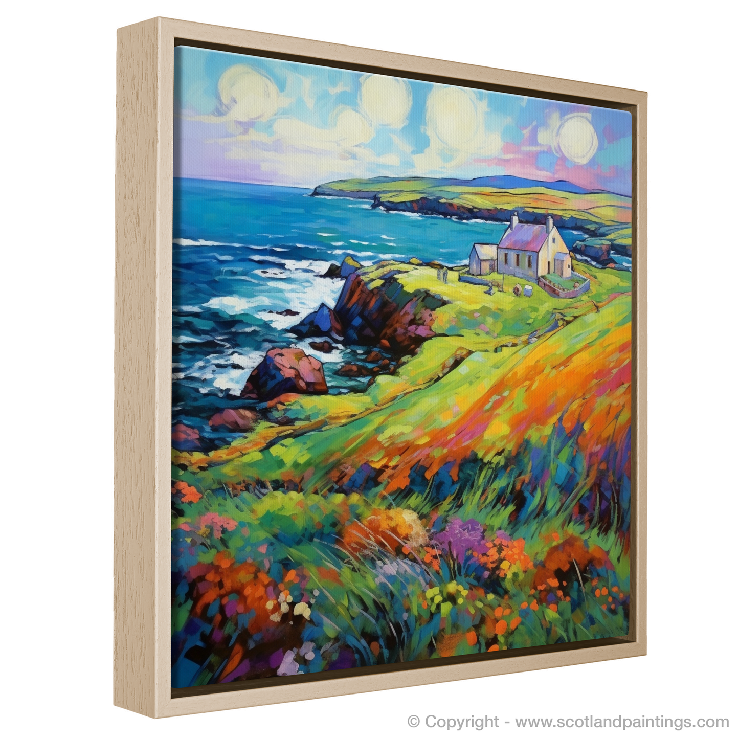 Painting and Art Print of Shetland, North of mainland Scotland in summer entitled "Vibrant Shetland: A Fauvist Ode to Summer".