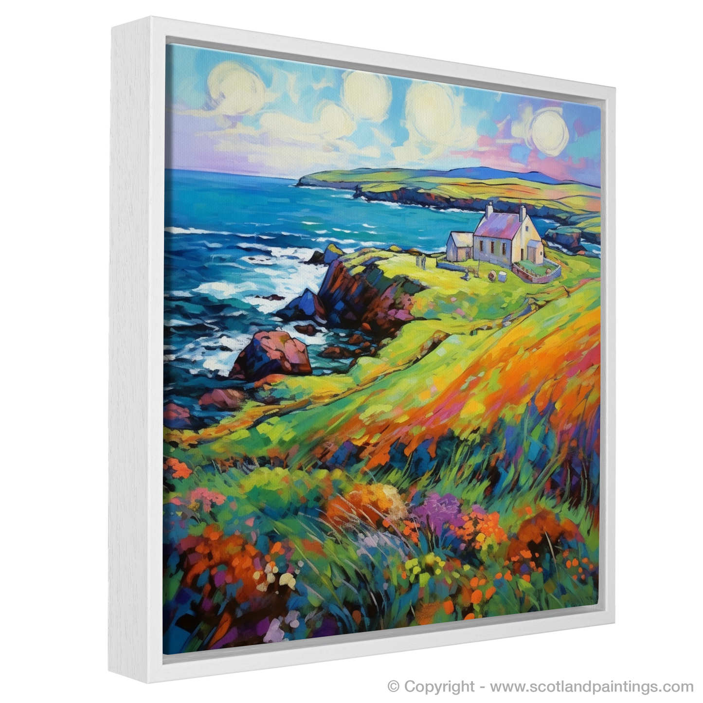 Painting and Art Print of Shetland, North of mainland Scotland in summer entitled "Vibrant Shetland: A Fauvist Ode to Summer".