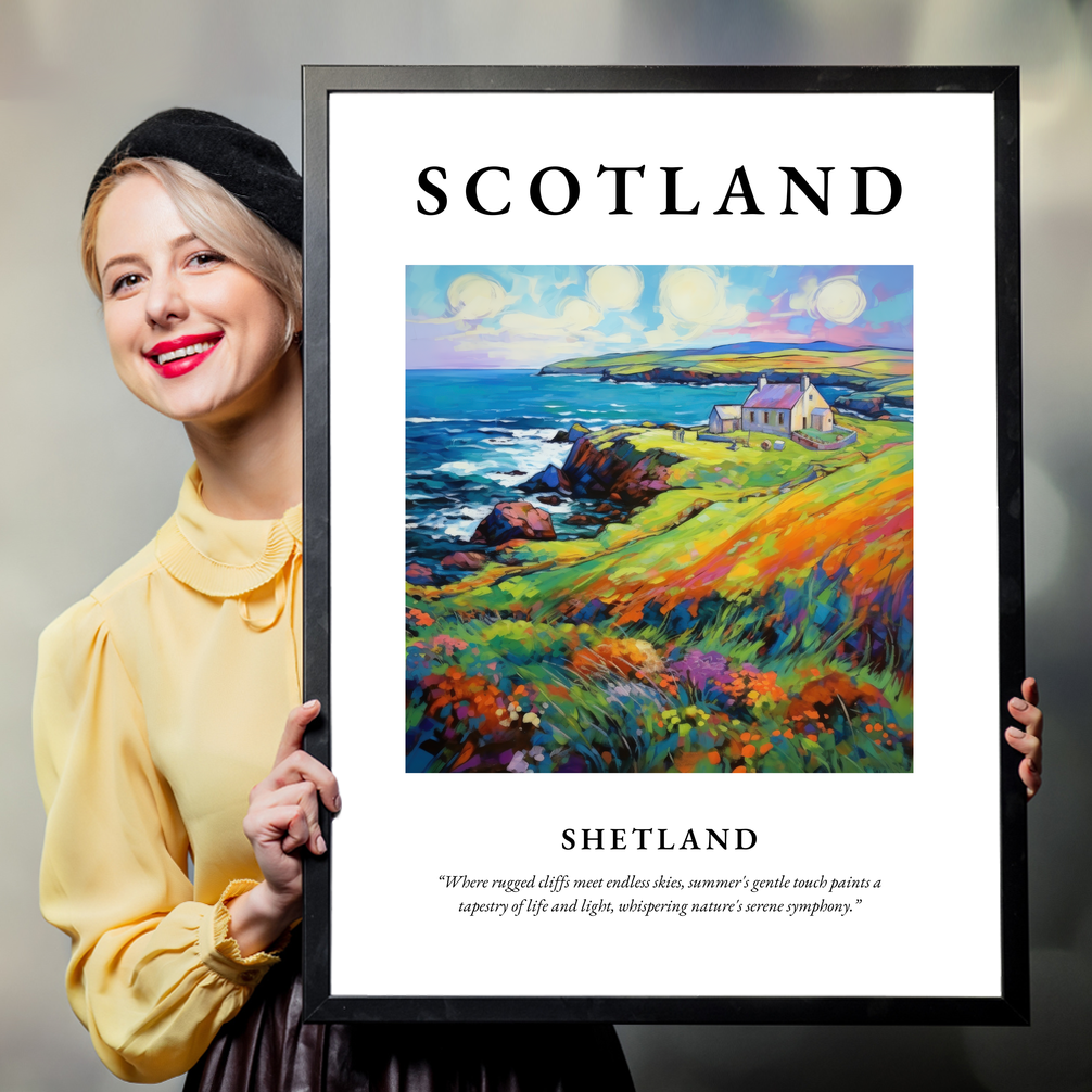 Person holding a poster of Shetland