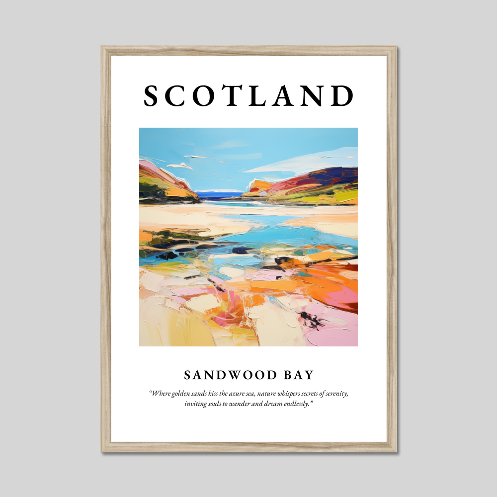 Poster in a natural frame with the word Scotland