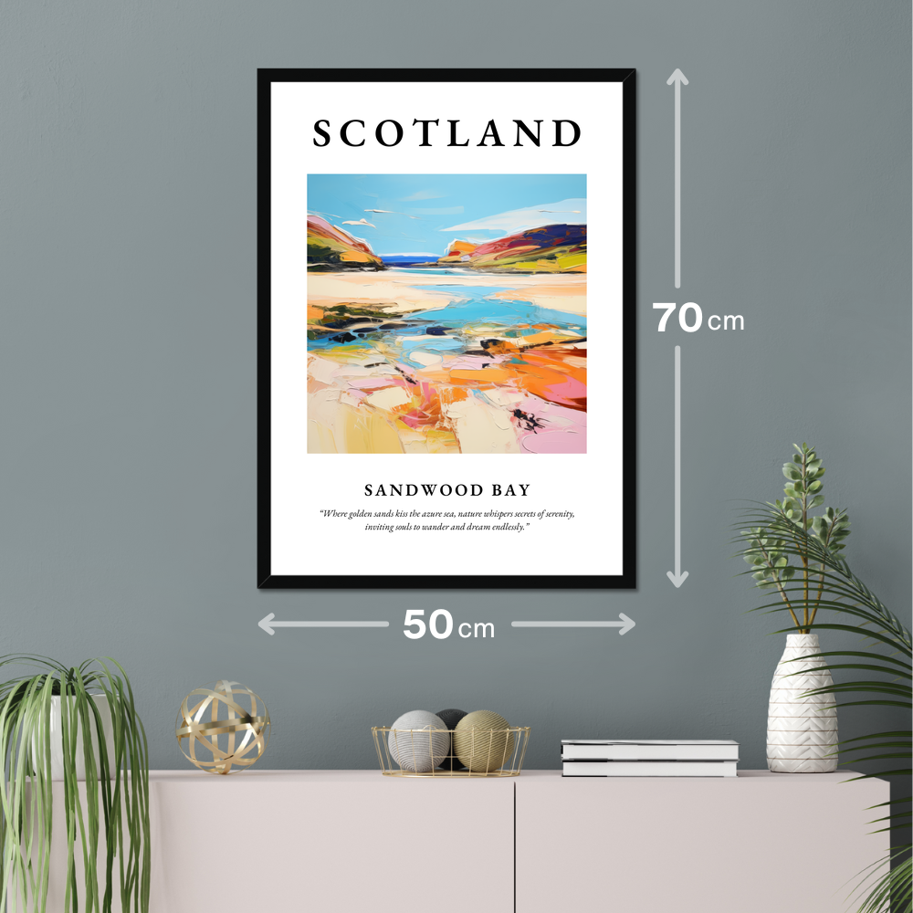 Poster of Sandwood Bay hanging on a wall