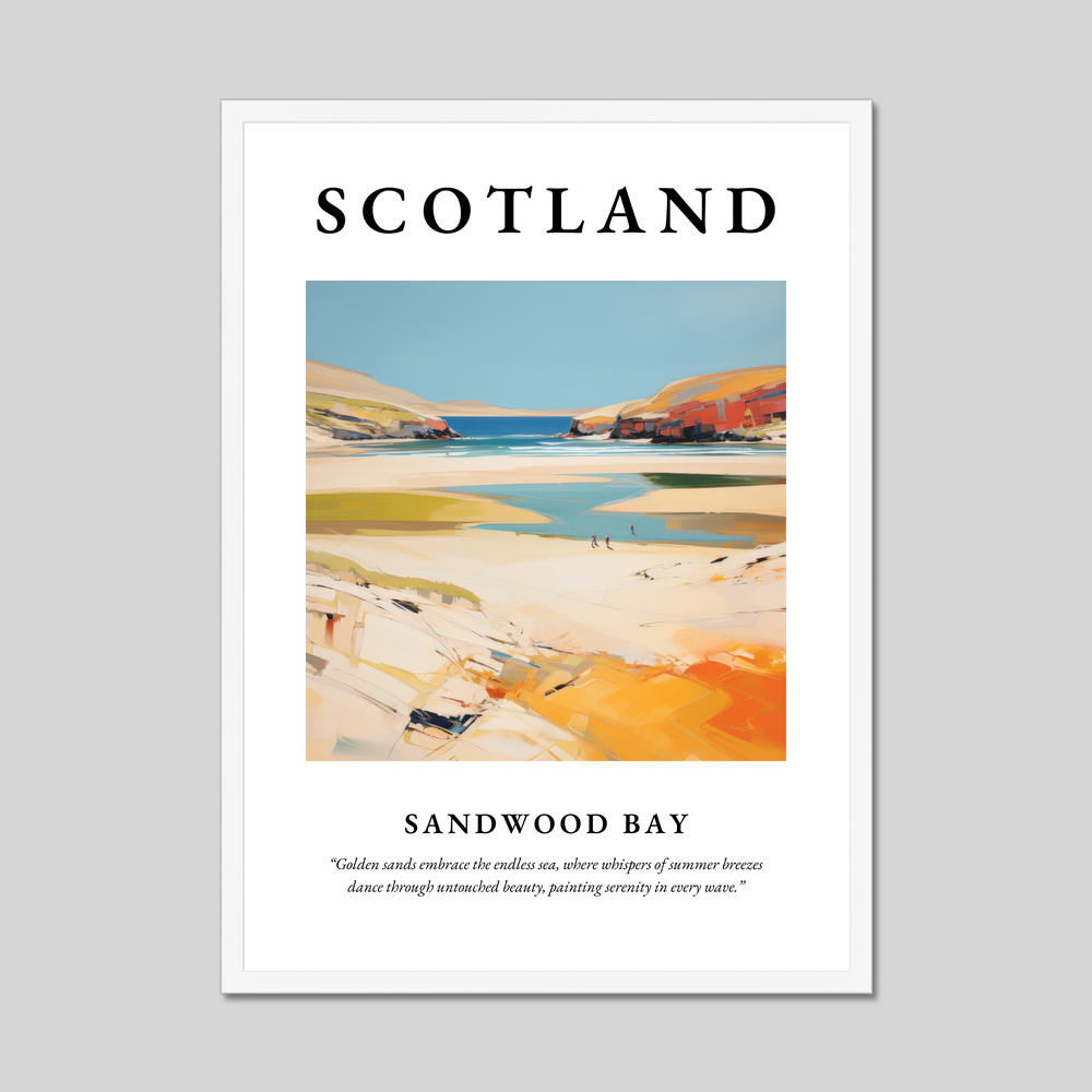 Poster in a white frame with the word Scotland