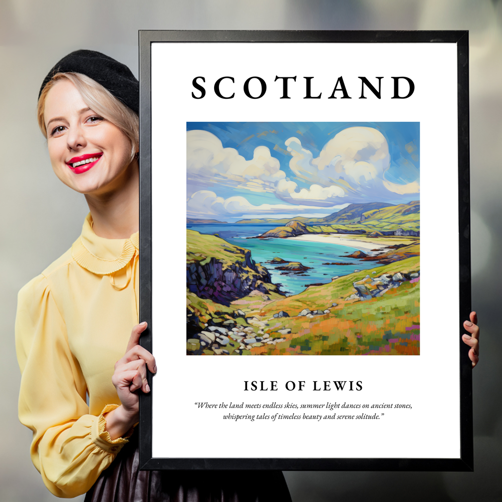 Person holding a poster of Isle of Lewis