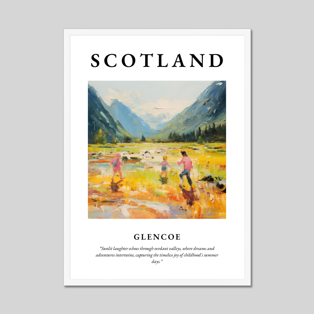 Poster in a white frame with the word Scotland