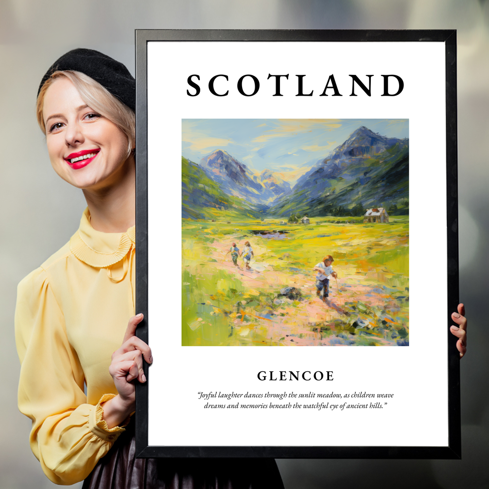 Person holding a poster of Glencoe